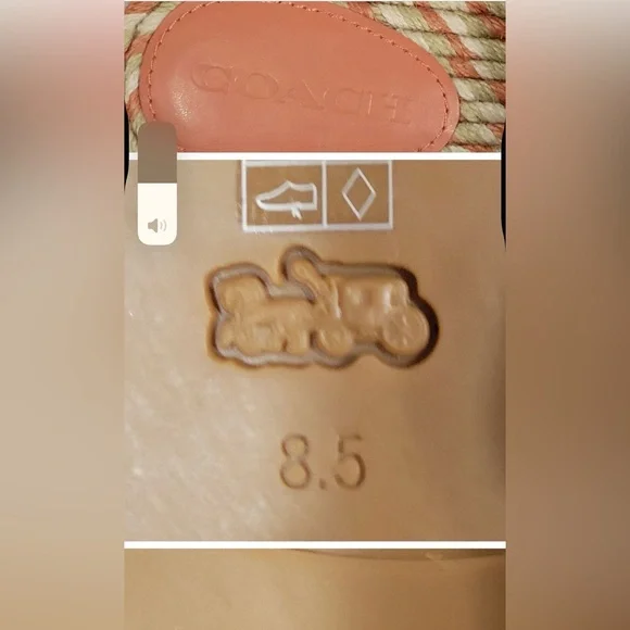 Coach Women's Coral and Tan Slide Sandals - Picture 8 of 8